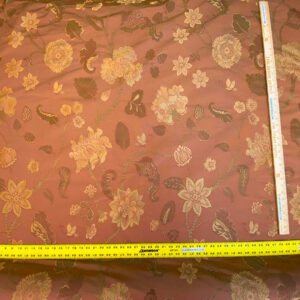 Vervain Fabricut 100% Silk Isidora Romantic Floral Damask In Clay Red Copper Gold MSRP USD 214/Y