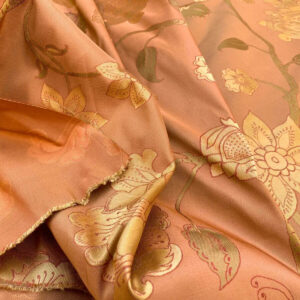 Vervain Fabricut 100% Silk Isidora Romantic Floral Damask In Clay Red Copper Gold MSRP USD 214/Y