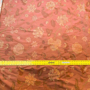 Vervain Fabricut 100% Silk Isidora Romantic Floral Damask In Clay Red Copper Gold MSRP USD 214/Y