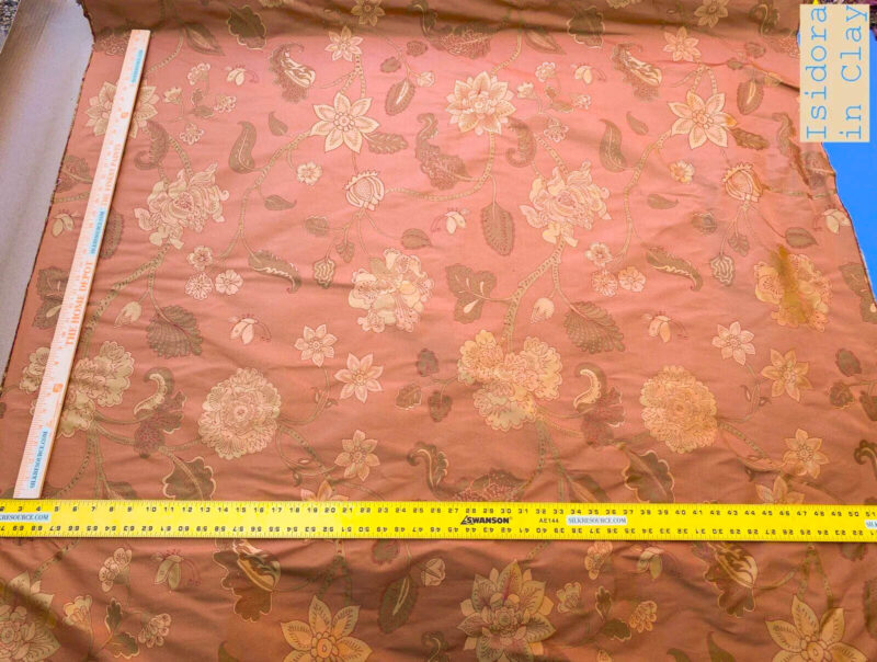 Vervain Fabricut 100% Silk Isidora Romantic Floral Damask In Clay Red Copper Gold MSRP USD 214/Y