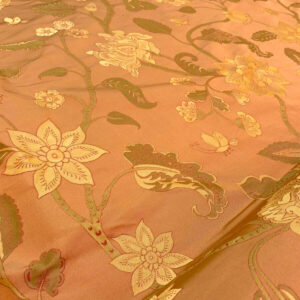 Vervain Fabricut 100% Silk Isidora Romantic Floral Damask In Clay Red Copper Gold MSRP USD 214/Y