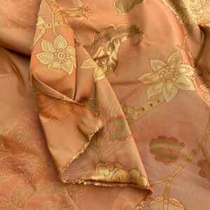 Vervain Fabricut 100% Silk Isidora Romantic Floral Damask In Clay Red Copper Gold MSRP USD 214/Y