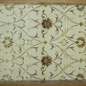 Stark Englewood Wheat 5x3' Gold Cream Silk Wool Hand-knotted Rug Modern Tulip Lotus Artichoke Crewel Flora MSRP USD 1500