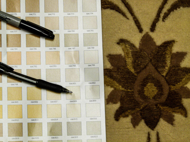 Stark Englewood Wheat 5x3' Gold Cream Silk Wool Hand-knotted Rug Modern Tulip Lotus Artichoke Crewel Flora MSRP USD 1500