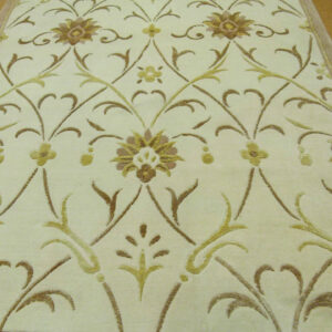 Stark Englewood Wheat 5x3' Gold Cream Silk Wool Hand-knotted Rug Modern Tulip Lotus Artichoke Crewel Flora MSRP USD 1500