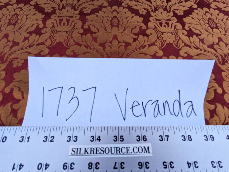 PXL_20240227_230232760 High End Veranda Renaissance Damask 100% Silk Red and Gold