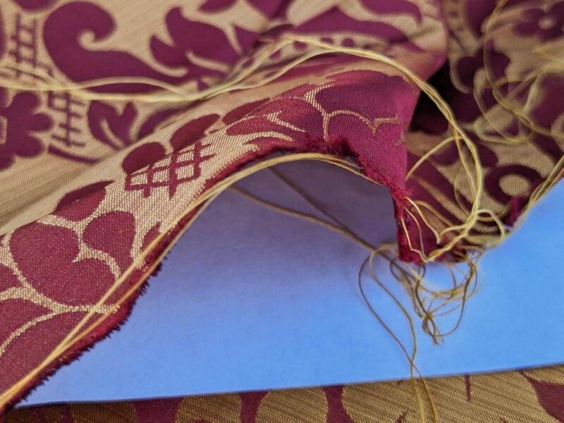 PXL_20240227_230253662 High End Veranda Renaissance Damask 100% Silk Red and Gold
