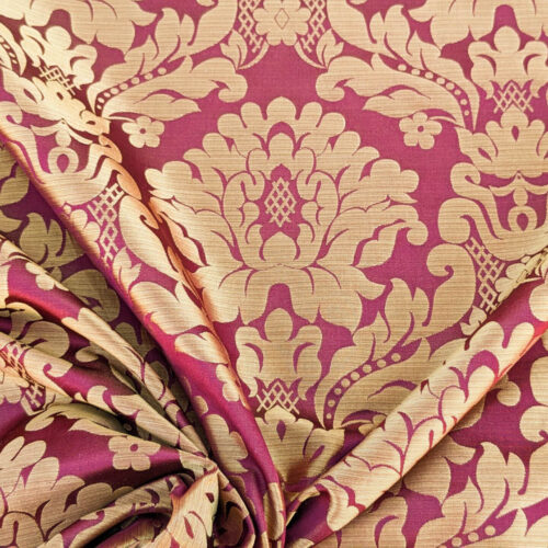 PXL_20240227_230321394 High End Veranda Renaissance Damask 100% Silk Red and Gold
