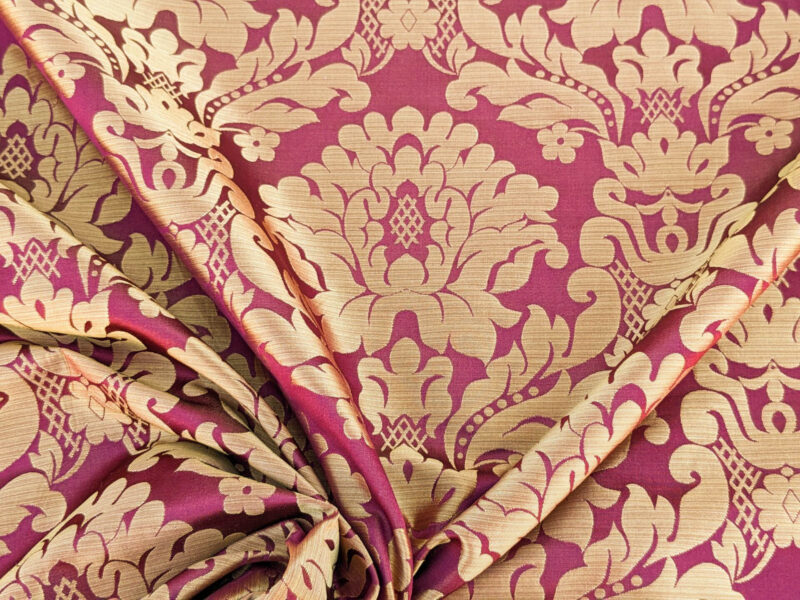 PXL_20240227_230321394 High End Veranda Renaissance Damask 100% Silk Red and Gold