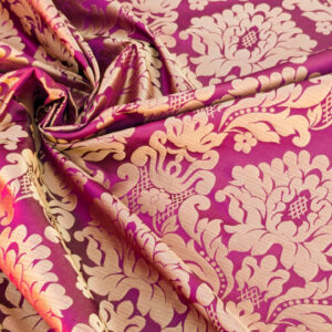 PXL_20240227_230340553 High End Veranda Renaissance Damask 100% Silk Red and Gold