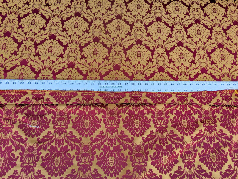 PXL_20240227_230356186 High End Veranda Renaissance Damask 100% Silk Red and Gold