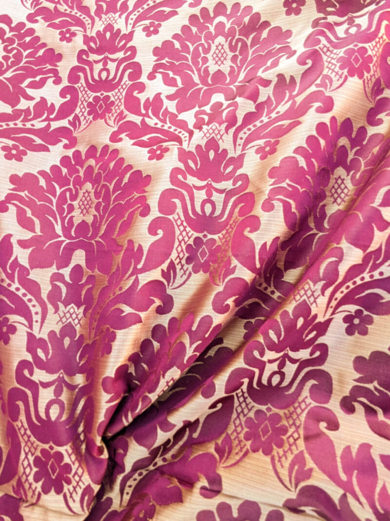 PXL_20240227_230404669 High End Veranda Renaissance Damask 100% Silk Red and Gold