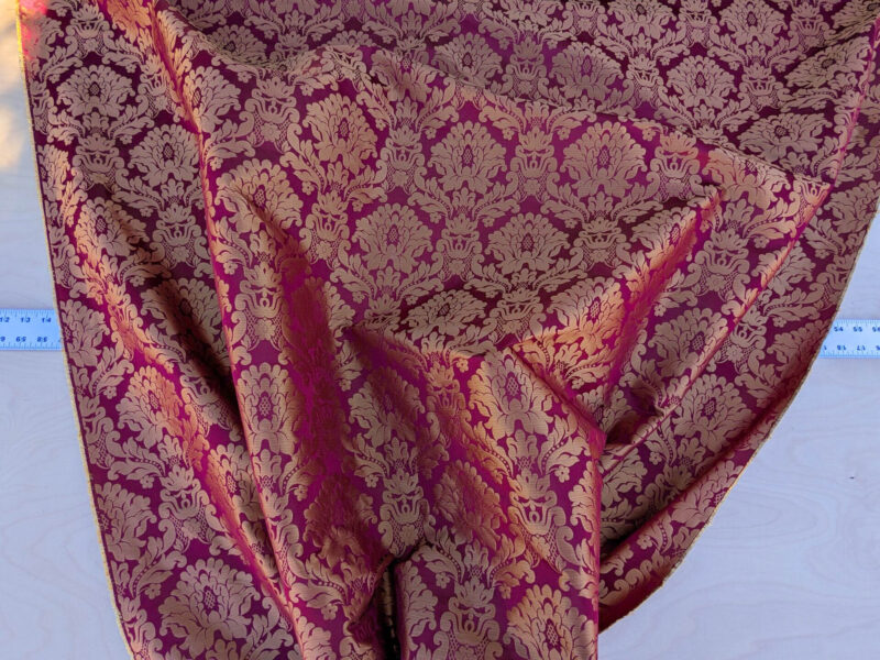 PXL_20240227_230500709 High End Veranda Renaissance Damask 100% Silk Red and Gold