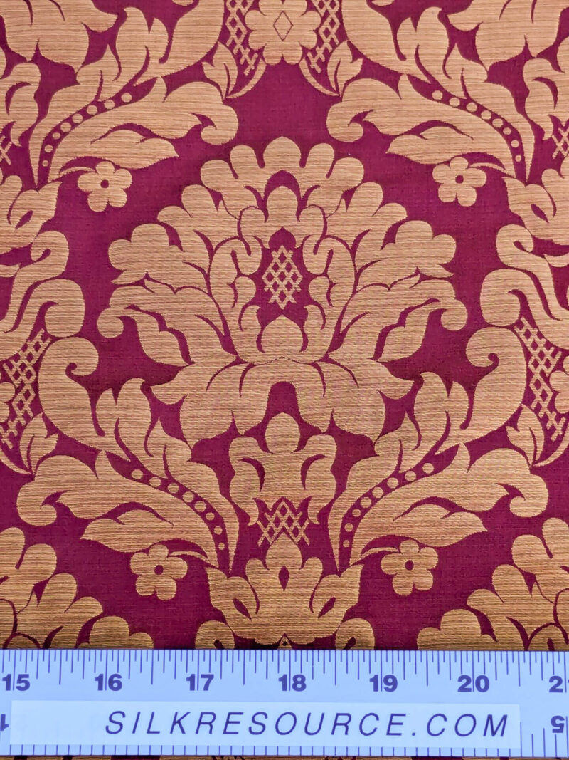 PXL_20240227_230614647 High End Veranda Renaissance Damask 100% Silk Red and Gold