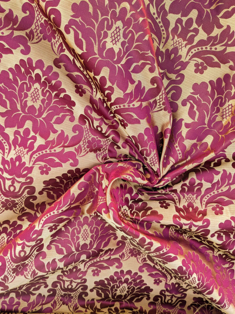 PXL_20240227_230705023 High End Veranda Renaissance Damask 100% Silk Red and Gold