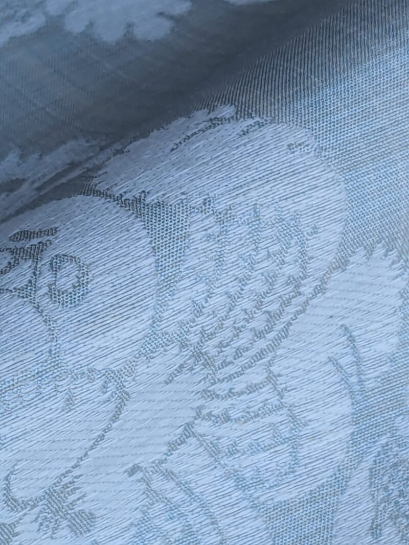 PXL_20240507_185935723 17x17" Sample Scalamandre Uppsala White On Gustavian Blue Green Silk Damask MSRP USD 588/y