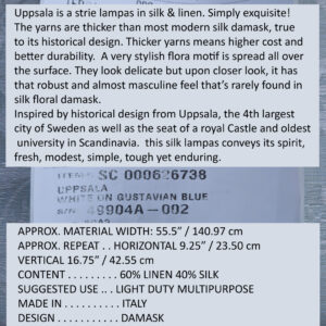 PXL_20240507_190109417 17x17" Sample Scalamandre Uppsala White On Gustavian Blue Green Silk Damask MSRP USD 588/y