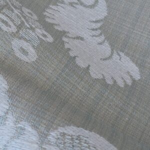 PXL_20240507_190421859 17x17" Sample Scalamandre Uppsala White On Gustavian Blue Green Silk Damask MSRP USD 588/y