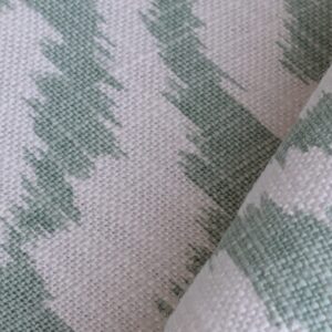 Scalamandre Zanzibar Ikat Aquamarine Green Aqua White Cotton Print Mid-Century MSRP USD 254.80/Y