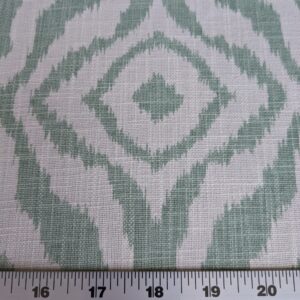 Scalamandre Zanzibar Ikat Aquamarine Green Aqua White Cotton Print Mid-Century MSRP USD 254.80/Y