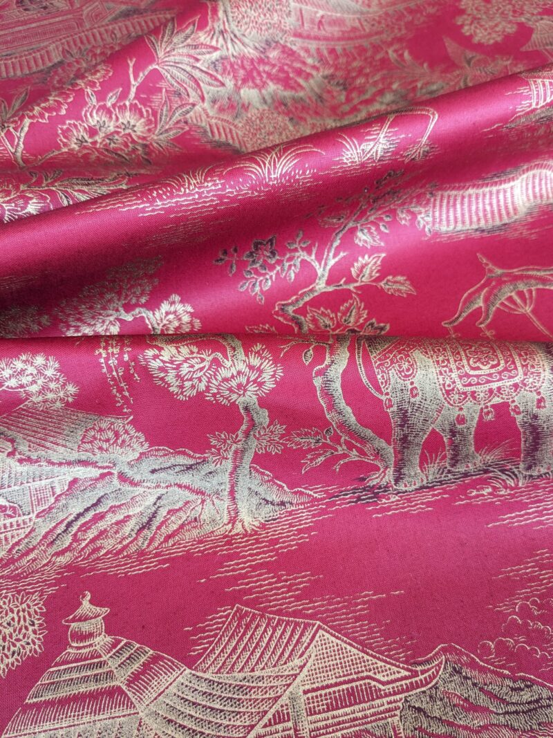 PXL_20240513_185509516 Ralph Lauren Chinoisery Toile Silky Cotton Crimson Gold