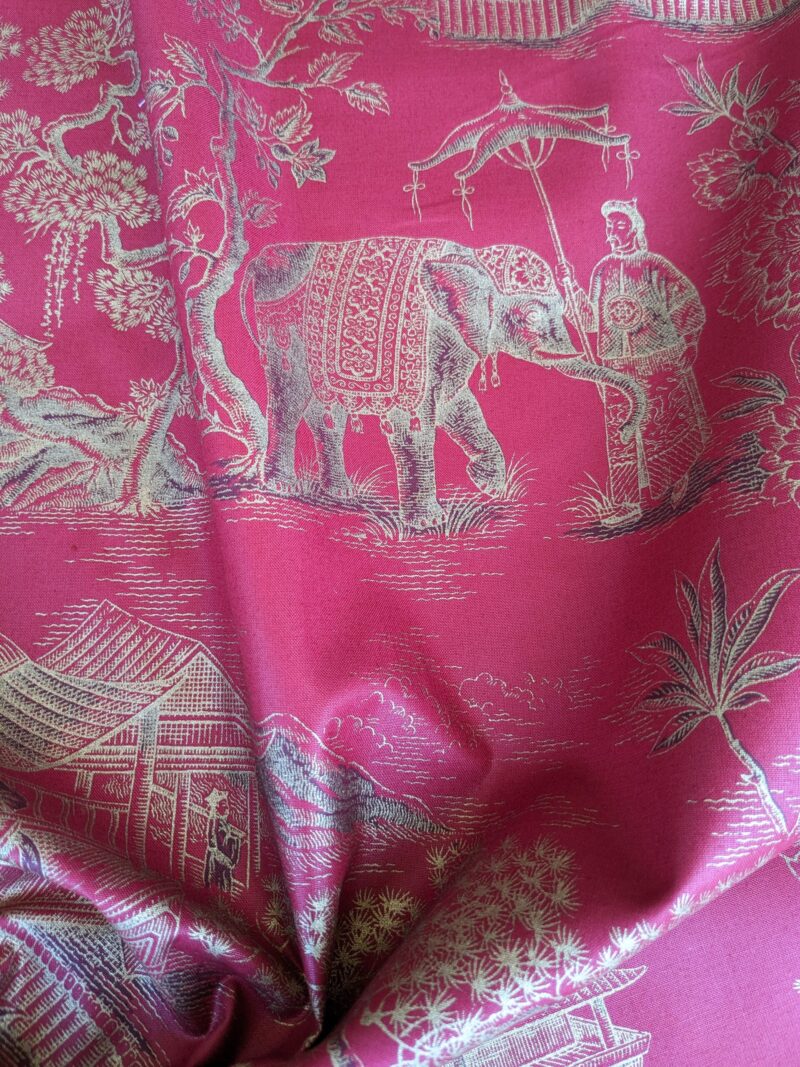 PXL_20240513_185629078 Ralph Lauren Chinoisery Toile Silky Cotton Crimson Gold
