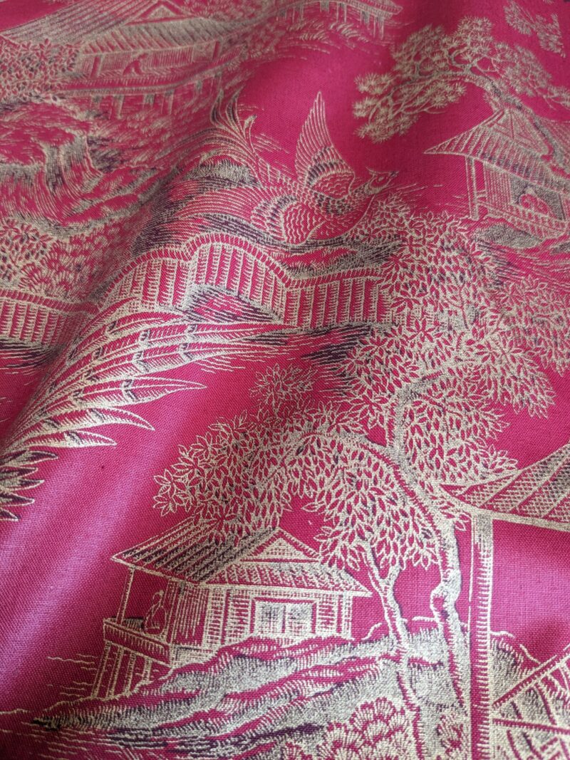 PXL_20240513_185804363 Ralph Lauren Chinoisery Toile Silky Cotton Crimson Gold