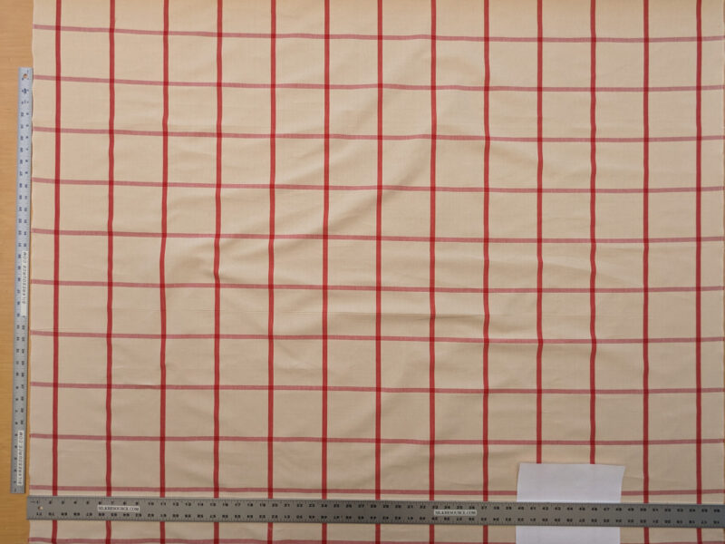 PXL_20240515_202209933 Scalamandre Pique-Nique Plaid Rose Plaid Check Red and Beige Cotton MSRP USD 200+/y