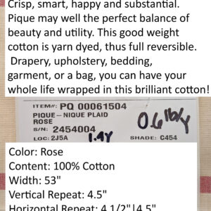 PXL_20240515_202220331 Scalamandre Pique-Nique Plaid Rose Plaid Check Red and Beige Cotton MSRP USD 200+/y