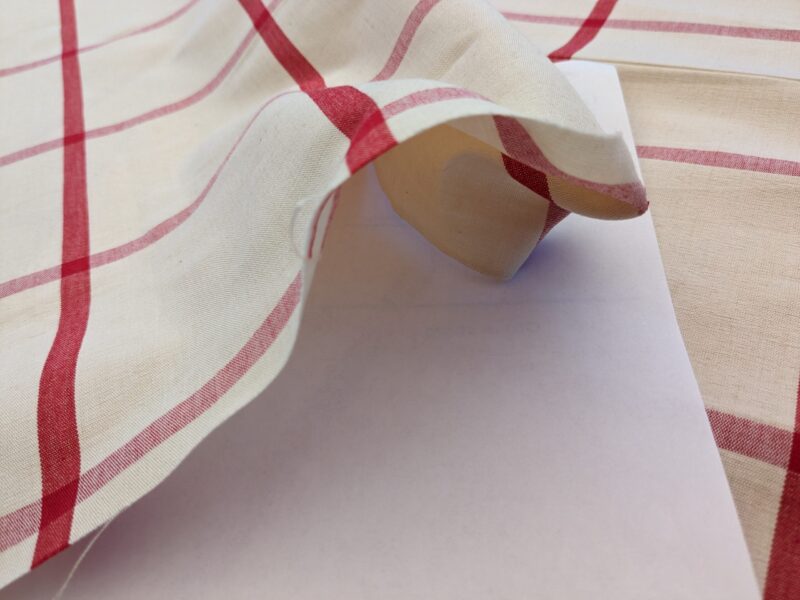 PXL_20240515_202242578 Scalamandre Pique-Nique Plaid Rose Plaid Check Red and Beige Cotton MSRP USD 200+/y