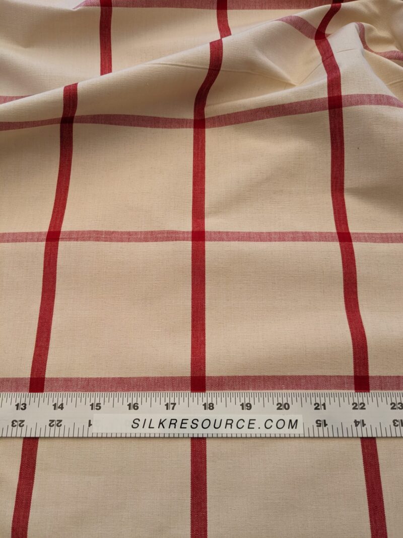 PXL_20240515_202358548 Scalamandre Pique-Nique Plaid Rose Plaid Check Red and Beige Cotton MSRP USD 200+/y