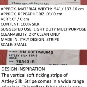 PXL_20240521_184704931.MP Scalamandre Astley Silk Strie Coral Red Pin Stripe Small Scale MSRP USD350+/yard