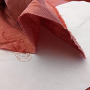 PXL_20240521_184806136 Scalamandre Astley Silk Strie Coral Red Pin Stripe Small Scale MSRP USD350+/yard