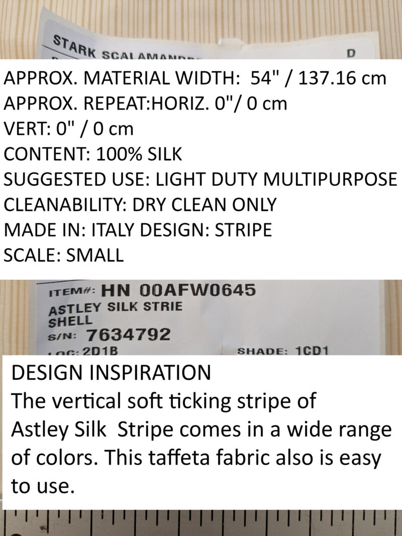 PXL_20240521_185441565 Scalamandre Astley Silk Strie Shell Beige Pin Stripe Small Scale MSRP USD350+/yard