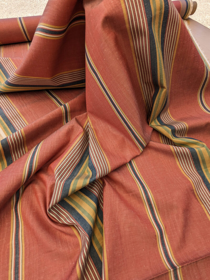 PXL_20240521_200206659 Scalamandre Savini Moire Rose Red Yellow Blue Green Stripe MSRP USD 136/y