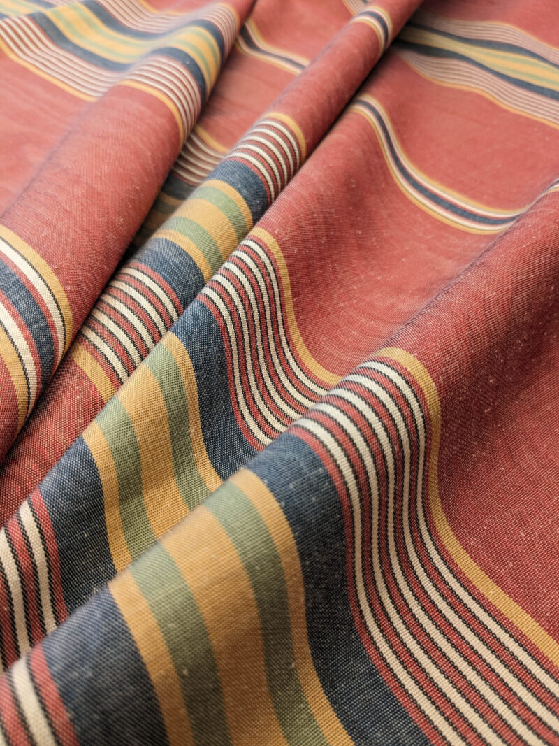 PXL_20240521_200225827 Scalamandre Savini Moire Rose Red Yellow Blue Green Stripe MSRP USD 136/y