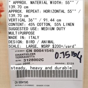 PXL_20240521_203803263 " Scalamandre Chanticleer Terracotta Rooster Chicken French Country Toile Red White MSRP USD 200+/Y