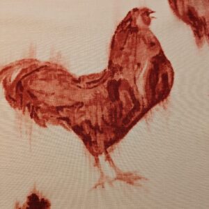 PXL_20240521_203958677 " Scalamandre Chanticleer Terracotta Rooster Chicken French Country Toile Red White MSRP USD 200+/Y