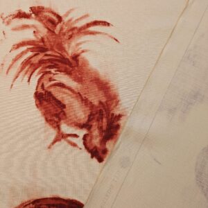 PXL_20240521_204035726 " Scalamandre Chanticleer Terracotta Rooster Chicken French Country Toile Red White MSRP USD 200+/Y