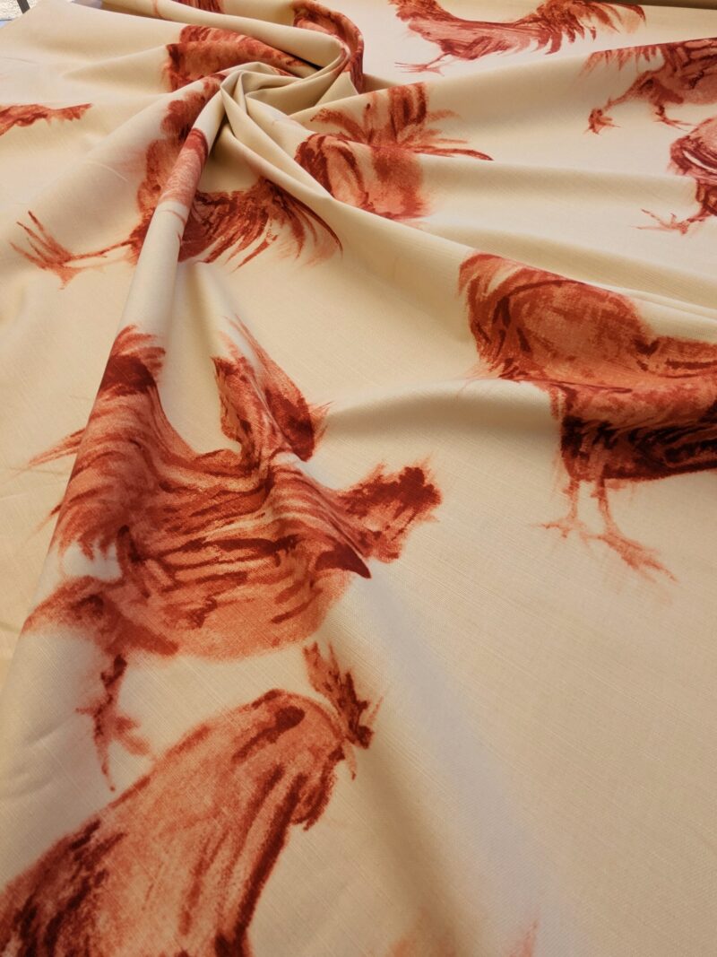 PXL_20240521_204059912 " Scalamandre Chanticleer Terracotta Rooster Chicken French Country Toile Red White MSRP USD 200+/Y