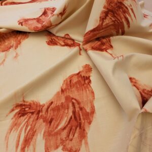 PXL_20240521_204128526 " Scalamandre Chanticleer Terracotta Rooster Chicken French Country Toile Red White MSRP USD 200+/Y