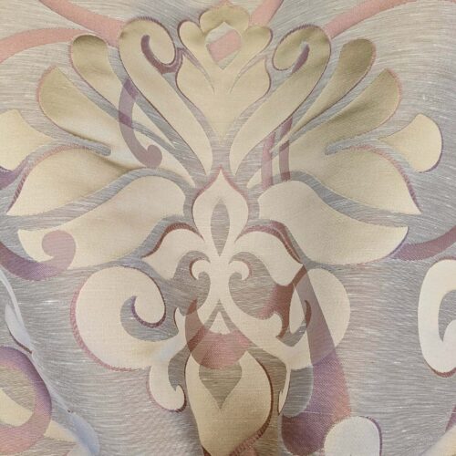 PXL_20240521_205257014 Scalamandre Cimarosa Rose Quartz Pink Gold Brown Damask Scroll Medallion MSRP USD 1,114/y