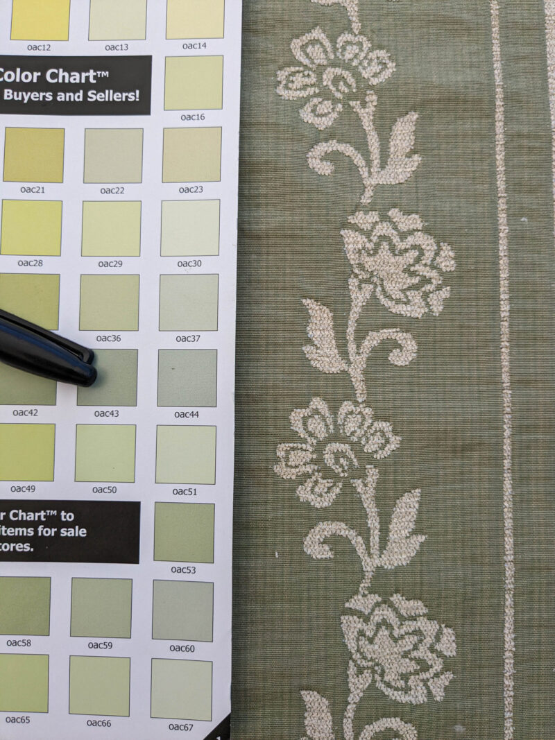 PXL_20240521_210556364 Scalamandre Ravenna Sage Green  Gray Floral Damask Stripe MSRP USD 200+/y