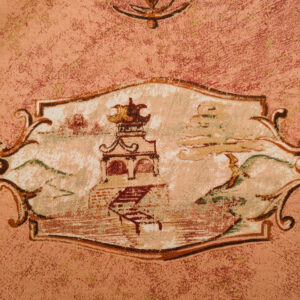 PXL_20240522_193810879 Scalamandre Cotteen Chinois Spice Pink Red Chinoiserie Birds Teahouse Toile Scenic MSRP USD 200+/y