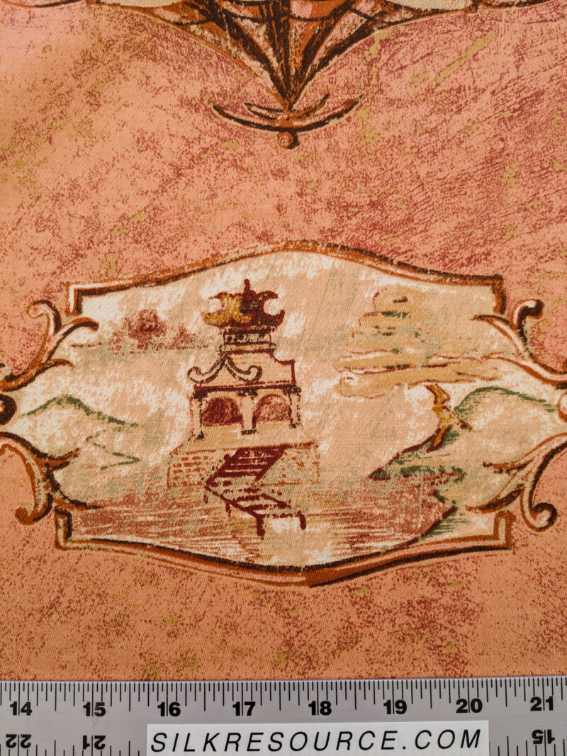 PXL_20240522_193810879 Scalamandre Cotteen Chinois Spice Pink Red Chinoiserie Birds Teahouse Toile Scenic MSRP USD 200+/y