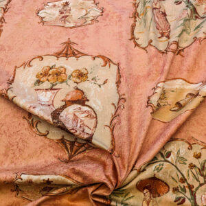 PXL_20240522_194004307 Scalamandre Cotteen Chinois Spice Pink Red Chinoiserie Birds Teahouse Toile Scenic MSRP USD 200+/y