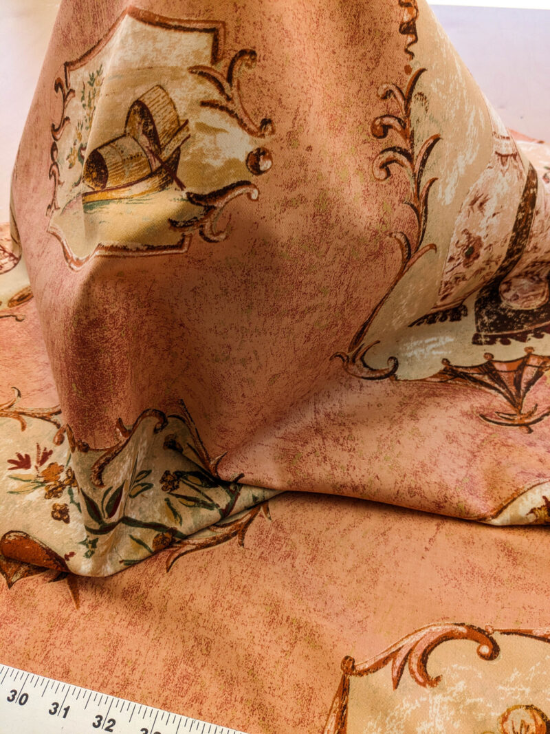 PXL_20240522_194013149 Scalamandre Cotteen Chinois Spice Pink Red Chinoiserie Birds Teahouse Toile Scenic MSRP USD 200+/y