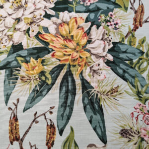 PXL_20240528_180353426 Scalamandre Mountain Greenery Ice Blue White Green Yellow Floral Botanical Linen Cotton MSRP USD 504/y