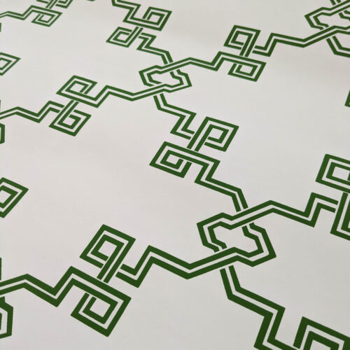 PXL_20240528_194459297 Scalamandre Suzhou Lattice Jade Wallpaper Green White Fretwork Lattice Geometric MSRP USD 132/ single roll