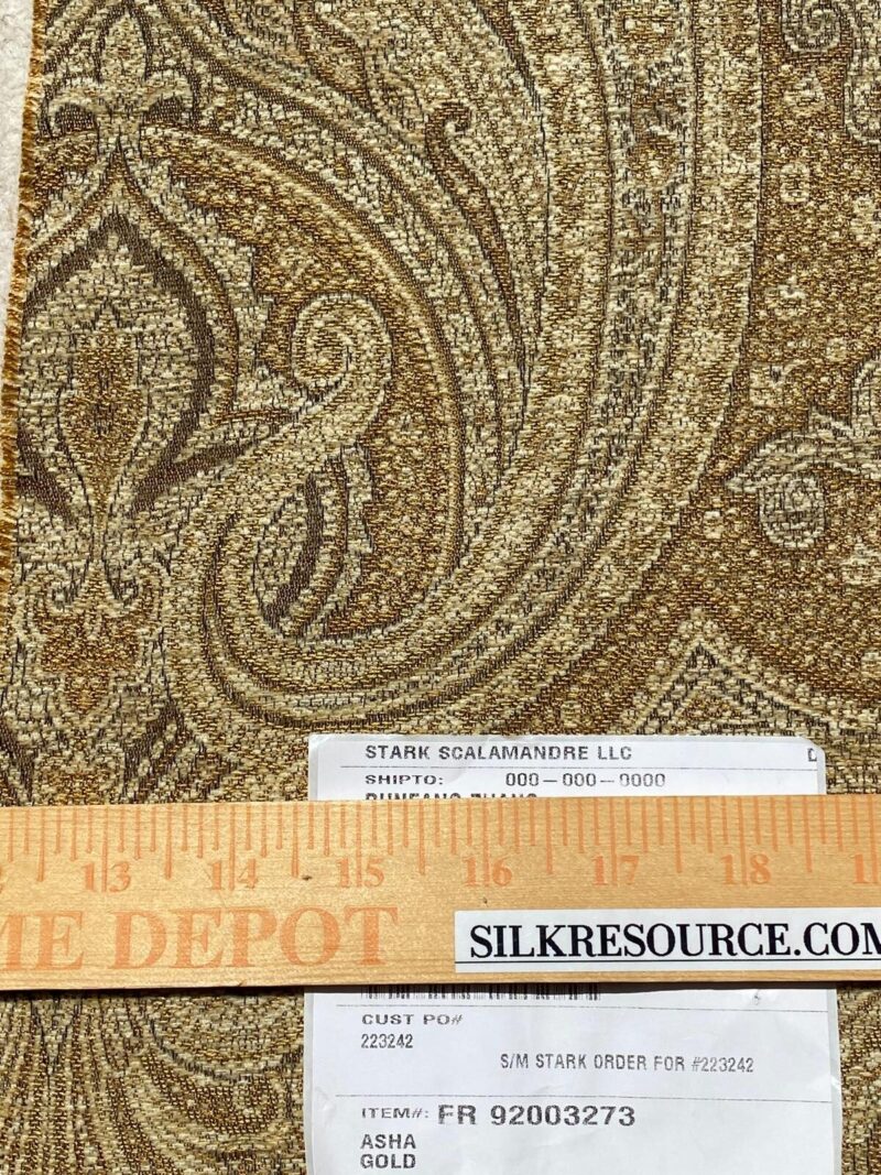 WhatsApp Image 2024-05-15 at 03.52.55_feb95f6a Scalamandre " Asha Gold MSRP USD 256/Y Woven Turkish Paisley Chenille Gold Red Rust